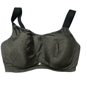 Livi Active Lane Bryant 44H Molded Underwire Sports Bra Black Gray High Impact